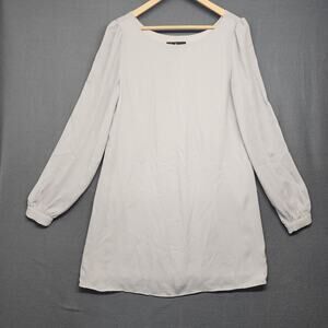 Lulus Dress Womens Small Gray Long Sleeve Shift Lined Scoop Neck Button Cuff